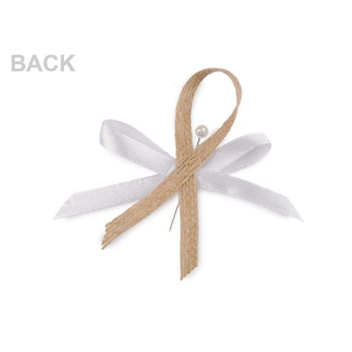 Esküvői kitűző juta masli / gyöngy