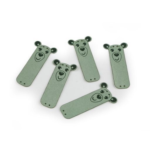 Varrható címke / műbőr dísz medve matrica