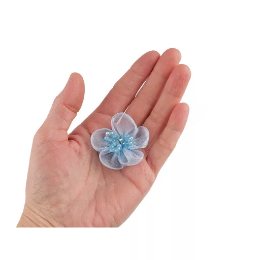 Organza virág csiszolt kövekkel varrásra és ragasztásra Ø4,5 cm