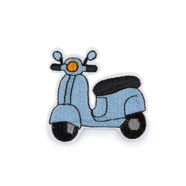   Vasaltható varrható matrica autók, robogó foltok - 4 világoskék (10 db-os csomagolás)