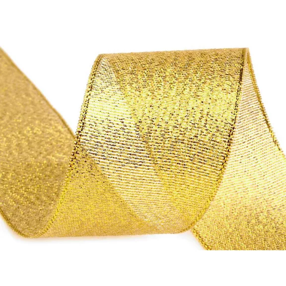 Brokát szalag lurexel széles 38 mm - 1 arany (22,5 m-es csomagolás) Brokát szalag lurexel széles 38 mm - 1 arany (22,5 m-es csomagolás)