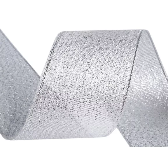 Brokát szalag lurexel széles 38 mm - 2 ezüst (22,5 m-es csomagolás) Brokát szalag lurexel széles 38 mm - 2 ezüst (22,5 m-es csomagolás)