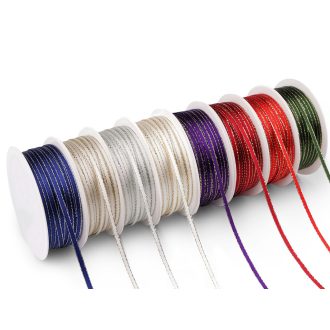 Atlasz szalag kétoldalas lurexel szélessége 3 mm