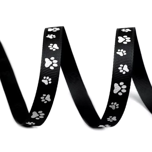 Ripsz szalag / heveder 10 mm grosgrain tappancs mintás - 15 fekete (45 m-es csomagolás) Ripsz szalag / heveder 10 mm grosgrain tappancs mintás - 15 fekete (45 m-es csomagolás)