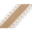Jutaszalag pamutcsipkével szélessége 54 mm - fehér (4 db-os csomagolás) Jutaszalag pamutcsipkével szélessége 54 mm - fehér (4 db-os csomagolás)