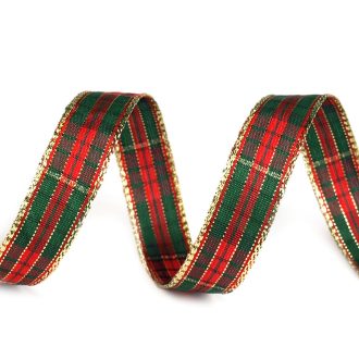 Kockás szalag lurexel szélessége 15 mm