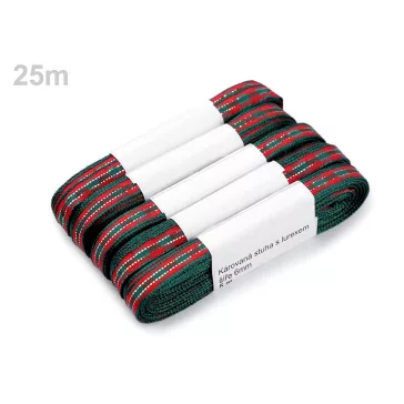   Kockás szalag lurexel szélessége 6 mm - 1 piros arany (20 m-os csomagolás)