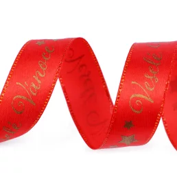   Karácsonyi szatén szalag vidám karácsonyi szélessége 20 mm