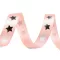 Szatén szalag csillag szélessége 20 mm - 8 púderrózsaszín ezüst (13,5 m-es csomagolás)