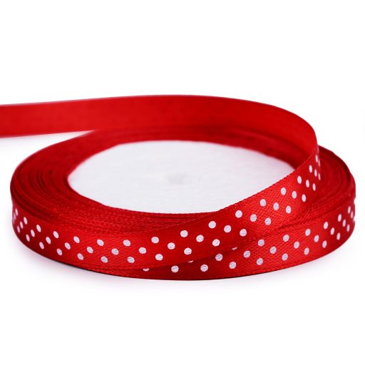 Szatén szalag pöttyökkel szélessége 10 mm