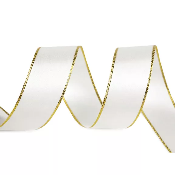 Atlasz szalag lurexdróttal szélessége 25 mm - 100 Off White arany (25 m-es csomagolás) Atlasz szalag lurexdróttal szélessége 25 mm - 100 Off White arany (25 m-es csomagolás)