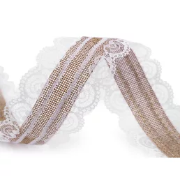 Juta szalag csipkével 55 mm