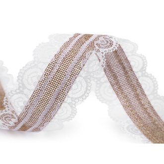 Juta szalag csipkével 55 mm