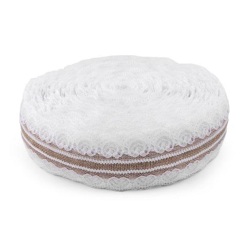 Juta szalag csipkével 55 mm