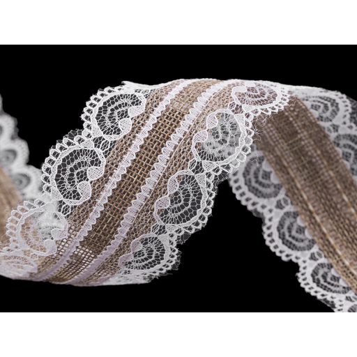 Juta szalag csipkével 55 mm