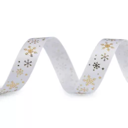 Karácsonyi szatén szalag pehely 15 mm