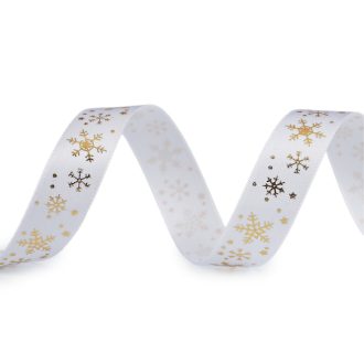Karácsonyi szatén szalag pehely 15 mm