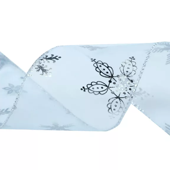 Karácsonyi organza szalag fémes pehely szélessége 60 mm - 2 nefelejcskék (22,5 m-es csomagolás) Karácsonyi organza szalag fémes pehely szélessége 60 mm - 2 nefelejcskék (22,5 m-es csomagolás)