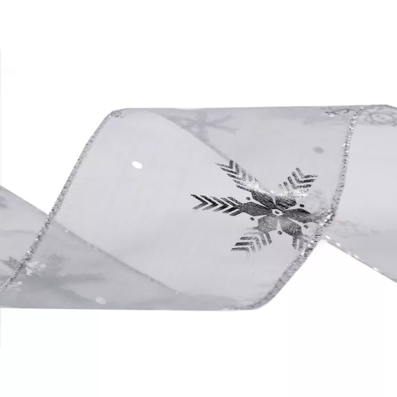 Karácsonyi organza szalag fémes pehely szélessége 60 mm - 4 szürke (22,5 m-es csomagolás) Karácsonyi organza szalag fémes pehely szélessége 60 mm - 4 szürke (22,5 m-es csomagolás)