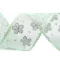 Organza szalag virágos és glitterres szélessége 40 mm - 5 világoszöld (22,5 m-es csomagolás)