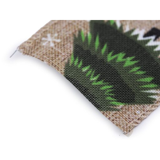 Karácsonyi vászon szalag fenyőfa drótos 50 mm