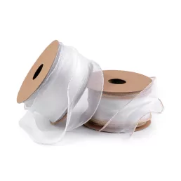   Organza szalag gyöngyházas fénnyel és lurexel szélessége 50 mm