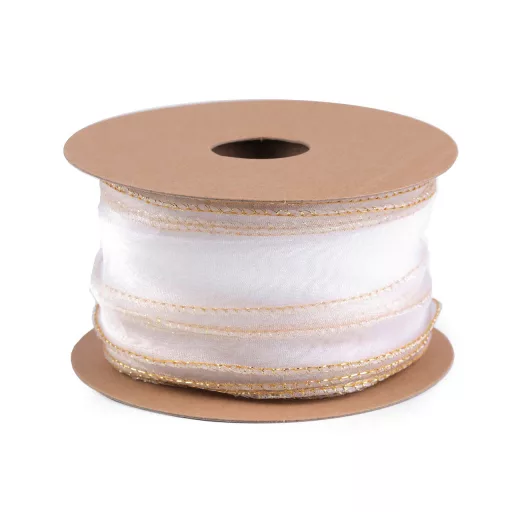 Organza szalag gyöngyházas fénnyel és lurexel szélessége 50 mm