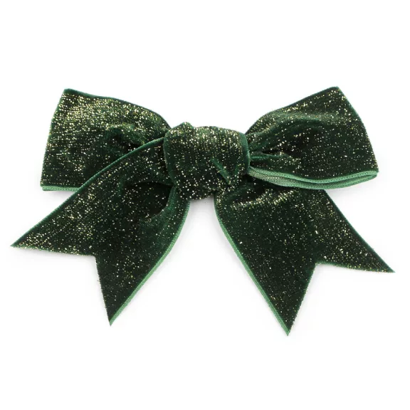 Karácssonyi bársony masni glitteres 11x9 cm - 2 zöld sötét arany (60 db-os csomagolás) Karácssonyi bársony masni glitteres 11x9 cm - 2 zöld sötét arany (60 db-os csomagolás)
