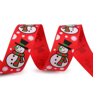   Karácsonyi ripsszalag hóember 25 mm grosgrain - 1 piros (45 m-es csomagolás)