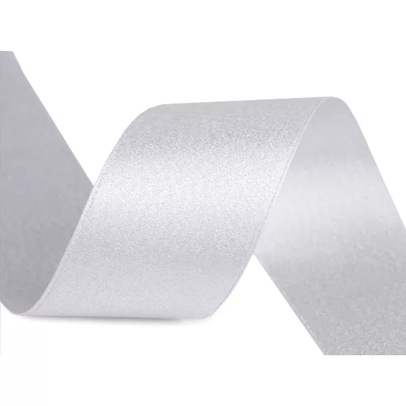 Szatén szalag kétoldalas lurexel fényes szélessége 40 mm - 1 fehér Szatén szalag kétoldalas lurexel fényes szélessége 40 mm - 1 fehér