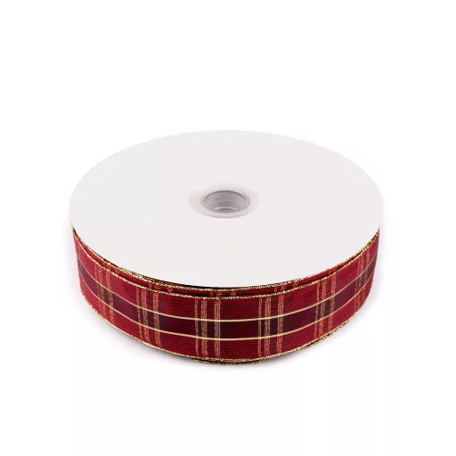 Kockás szalag lurexel dróton szélessége 40 mm