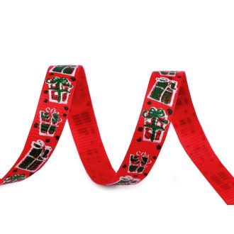 Karácsonyi ripsz szalag glitteres 10 mm groszgrain