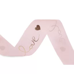   Sifon / monofil szalag metalikus mintával love széles 25 mm