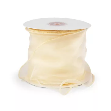   Organza szalag gyöngyös szélessége 10 cm - 2 (10) krém világos (27 m-os csomagolás)