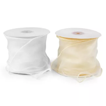   Organza szalag gyöngyös szélessége 10 cm - 2 (10) krém világos (27 m-os csomagolás)