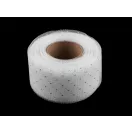 Tüll szalag ezüst pettyek széles 40 mm - fehér ezüst (90 m-os csomagolás) Tüll szalag ezüst pettyek széles 40 mm - fehér ezüst (90 m-os csomagolás)
