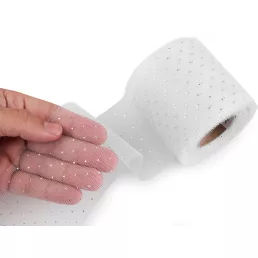 Tüll szalag ezüst pettyek széles 75 mm