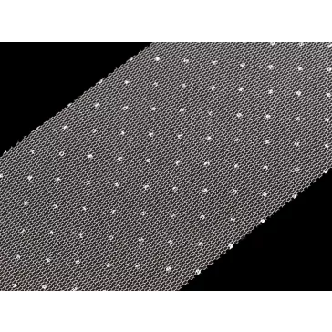   Tüll szalag ezüst pettyek széles 75 mm - fehér ezüst (67,5 m-os csomagolás)