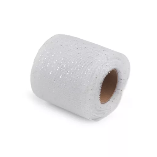Tüll szalag ezüst pettyek széles 75 mm