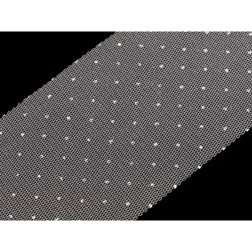 Tüll szalag ezüst pettyek széles 75 mm