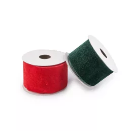   Bársony szalag orsón karácsonyi színekben széles 50 mm, 2,7 m tekercs