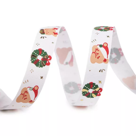 Karácsonyi grosgrain szalag széles 15 mm ripsz - fehér (22,5 m-es csomagolás) Karácsonyi grosgrain szalag széles 15 mm ripsz - fehér (22,5 m-es csomagolás)