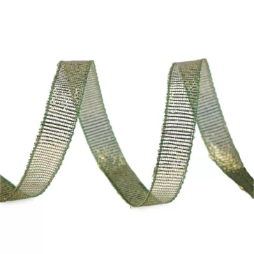   Brokát szalag lurexszel széles 10 mm - 5005 élénkzöld arany (100 m-os csomagolás)