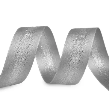   Szatén szalag lurexszel kétoldalas széles 25 mm atlasz szalag - 841 szürke ezüst (100 m-os csomagolás)