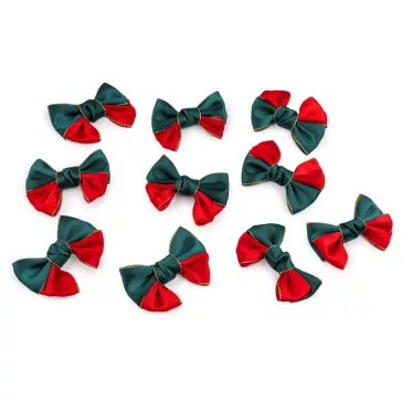   Karácsonyi szatén masni lurexszel 7,5x6 cm - piros sötétzöld (20 db-os csomagolás)