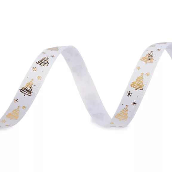 Karácsonyi ripsszalag karácsonyfa 10 mm széles grosgrain - 1 fehér arany (90 m-os csomagolás) Karácsonyi ripsszalag karácsonyfa 10 mm széles grosgrain - 1 fehér arany (90 m-os csomagolás)