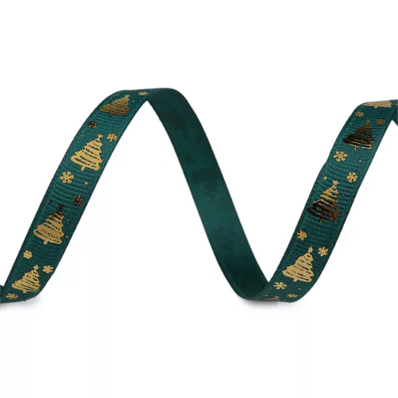 Karácsonyi ripsszalag karácsonyfa 10 mm széles grosgrain - 4 zöld sötét arany (22,5 m-os csomagolás) Karácsonyi ripsszalag karácsonyfa 10 mm széles grosgrain - 4 zöld sötét arany (22,5 m-os csomagolás)