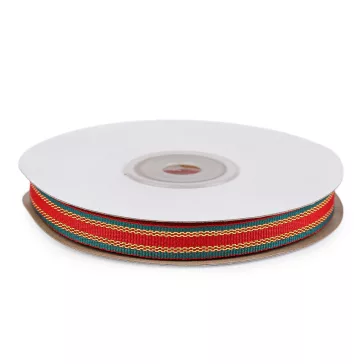   Karácsonyi szalag lurexel 10 mm széles - piros arany (22,5 m-os csomagolás)
