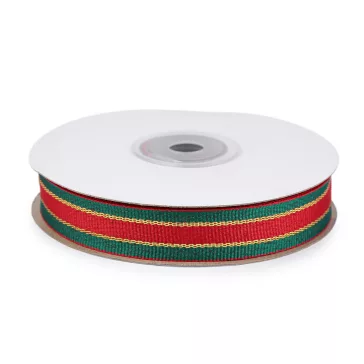  Karácsonyi szalag lurexel 15 mm széles - piros arany (67,5 m-os csomagolás)