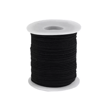 Gumipertli 3 mm lapos gumi - 5 fekete (200 m-os csomagolás)